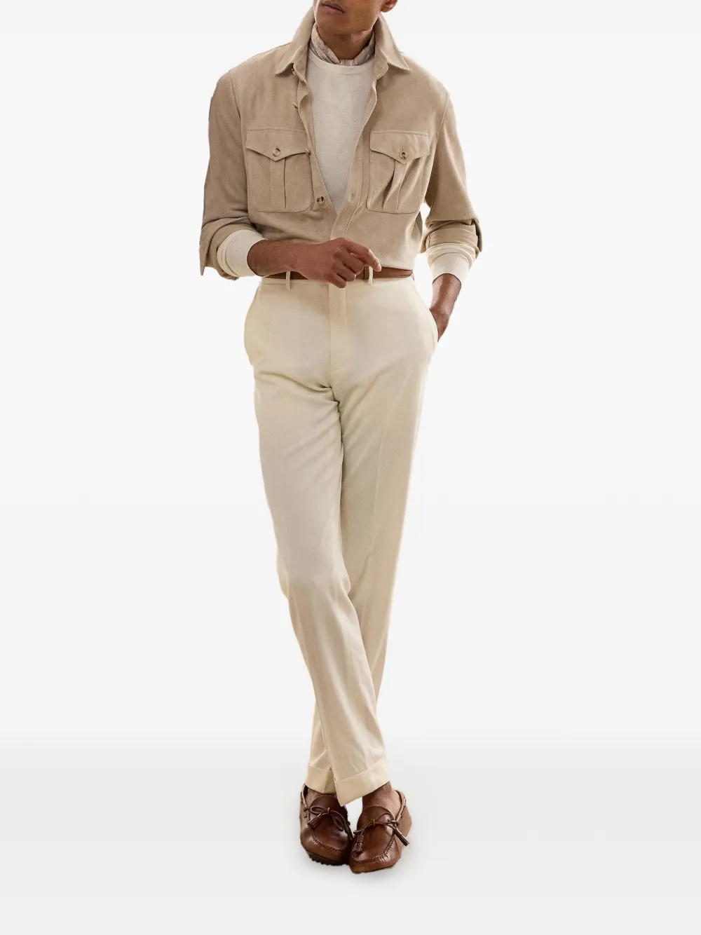 Ralph Lauren Purple Label Purple Label suède jack met cargo zak Beige