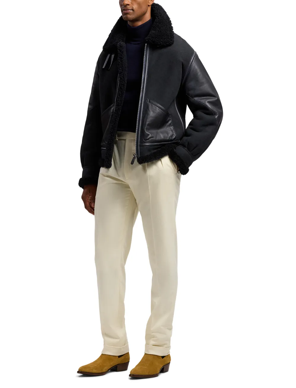 Ralph Lauren Purple Label Gregory wollen plooibroek Beige