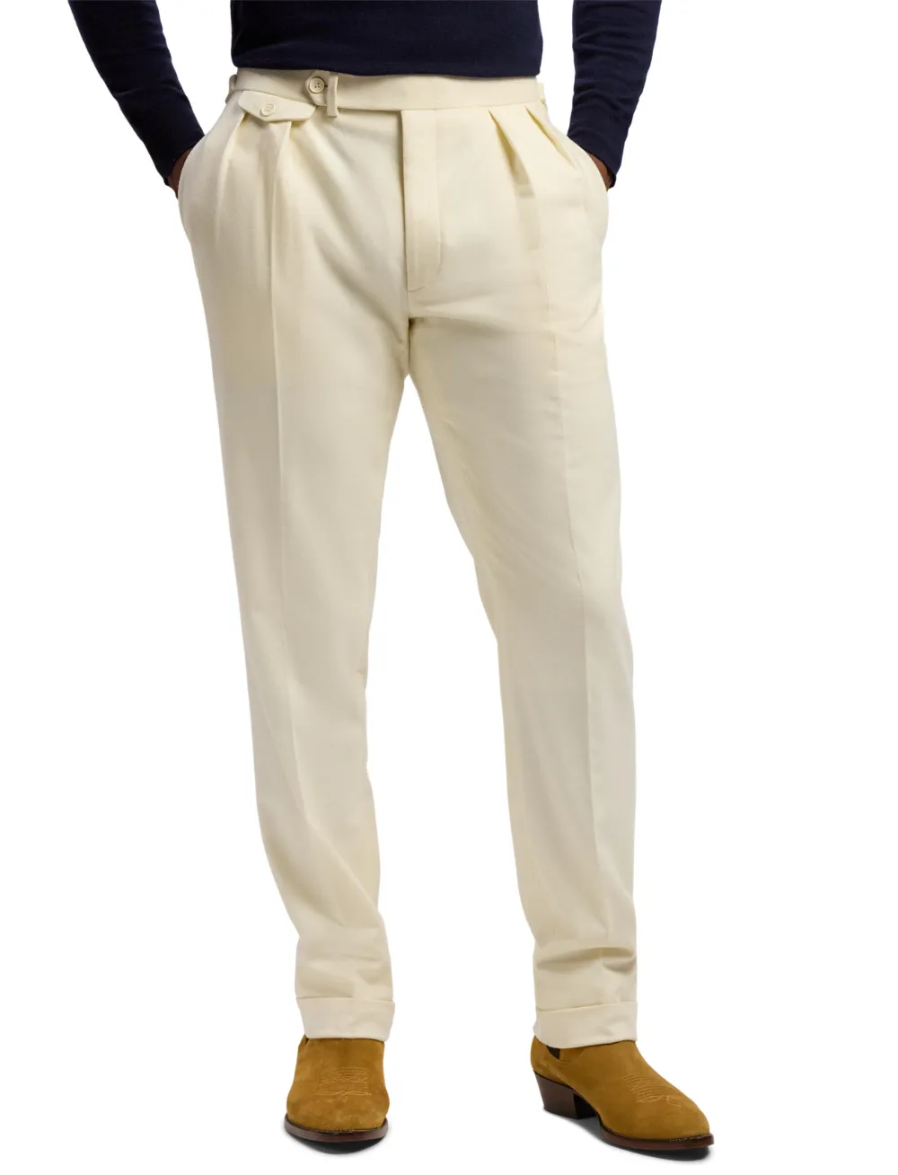 Ralph Lauren Purple Label Gregory wollen plooibroek Beige