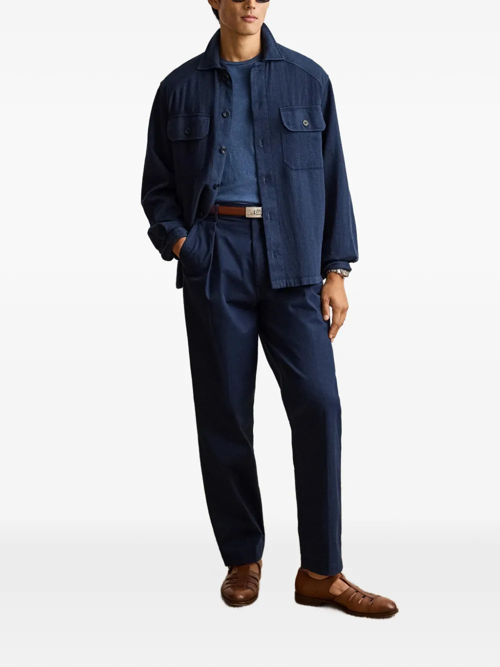 Ralph Lauren Purple Label Geplooide chino Blauw