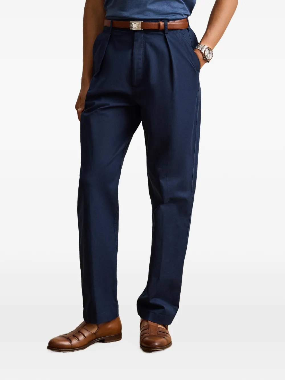 Ralph Lauren Purple Label Geplooide chino Blauw