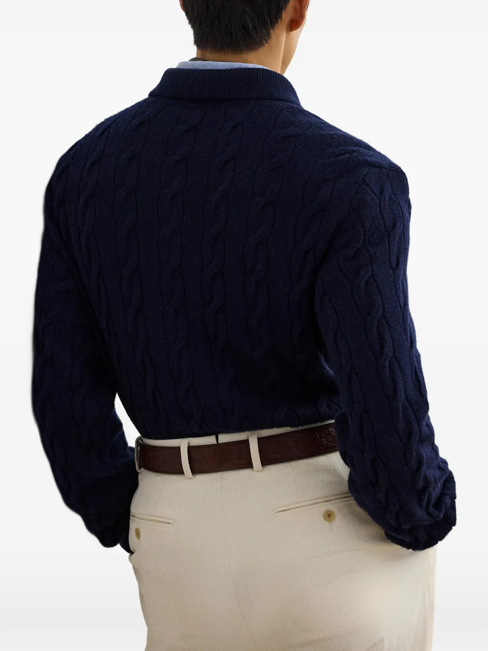 Ralph Lauren Purple Label cable-knit cashmere sweater Blauw