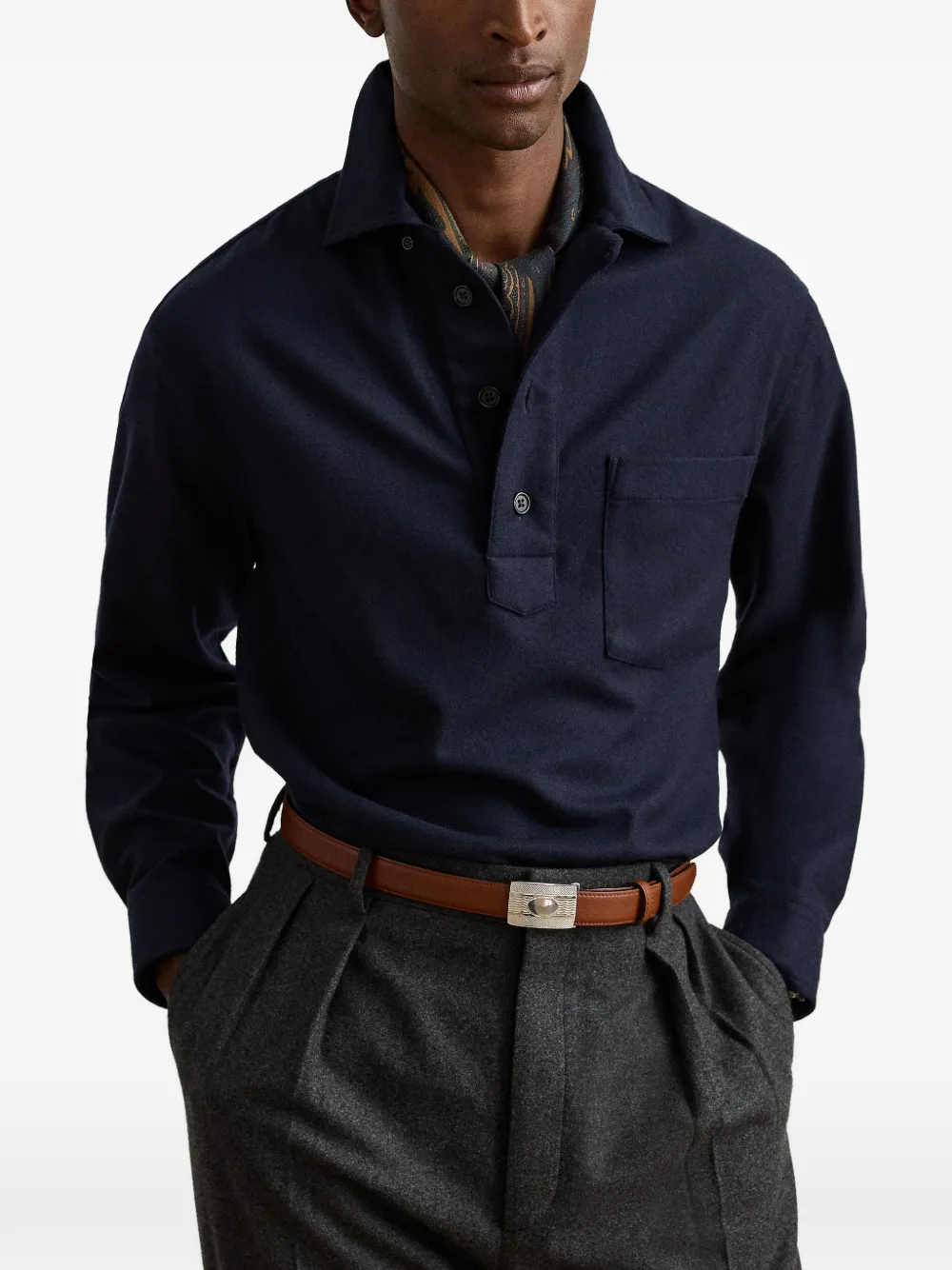 Ralph Lauren Purple Label Russel long-sleeved polo shirt Blauw