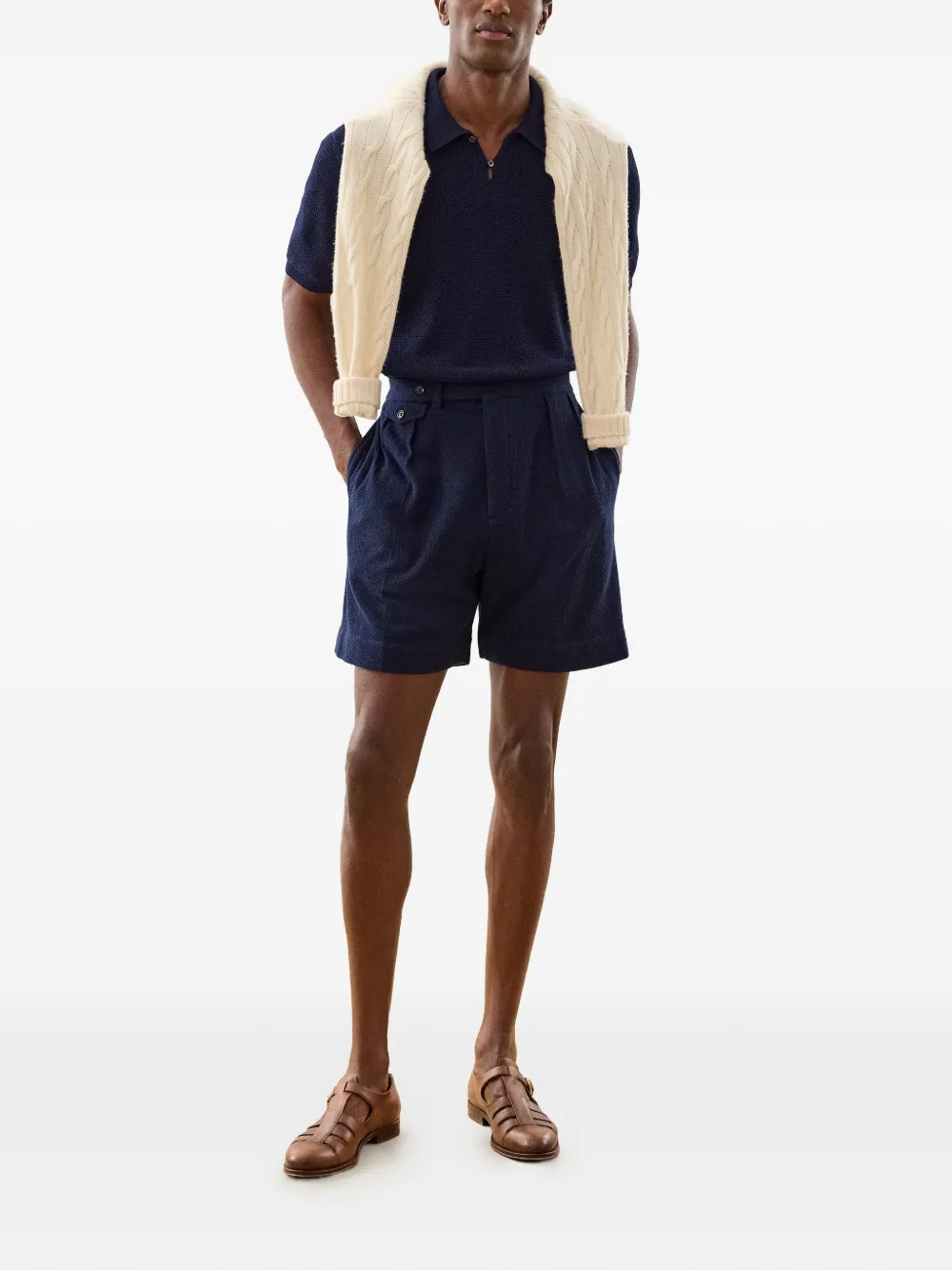 Ralph Lauren Purple Label Poloshirt met stiksel Blauw