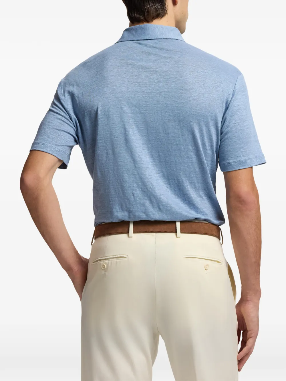Ralph Lauren Purple Label Linnen jersey poloshirt Blauw