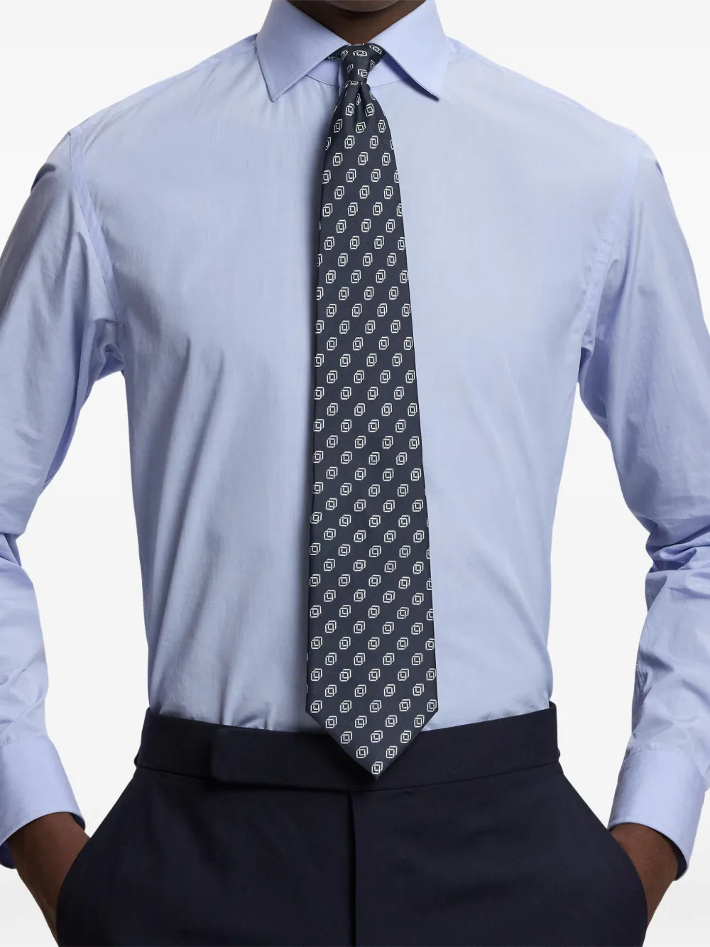 Ralph Lauren Purple Label Linked-Cubes zijden twill stropdas Blauw