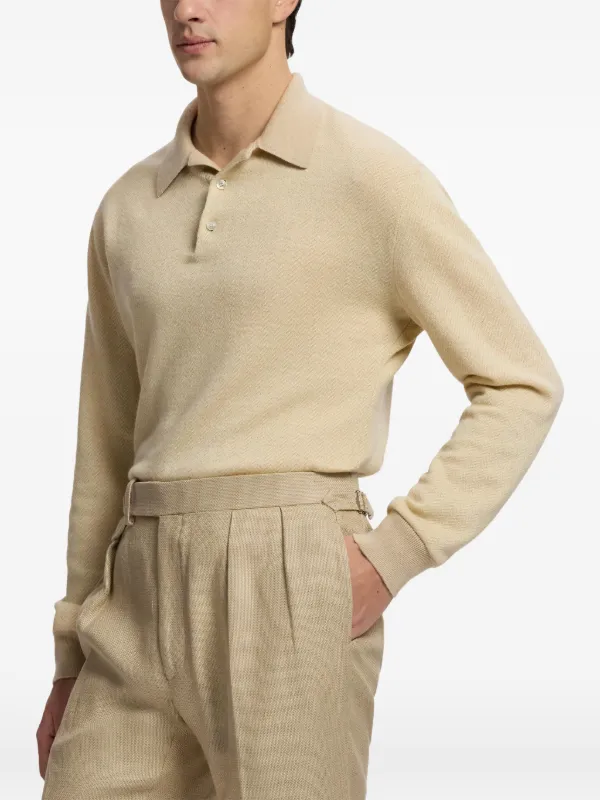 Ralph Lauren Purple Label herringbone-jacquard Polo Sweater