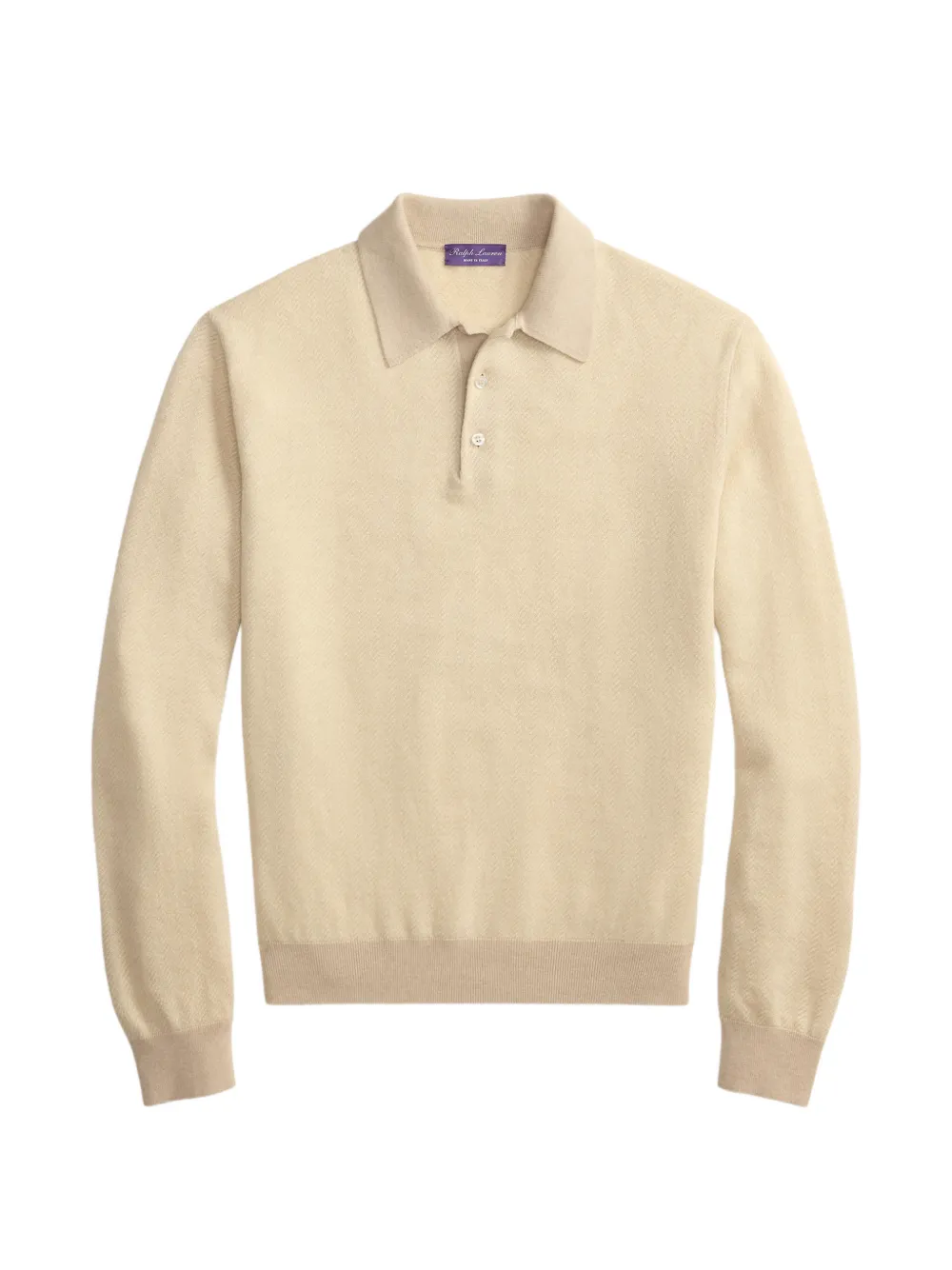Ralph Lauren Purple Label Polo-Pullover aus Fischgräten-Jacquard - Nude