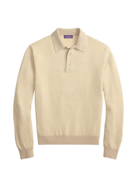 Ralph Lauren Purple Label 人字斜纹针织提花Polo领毛衣
