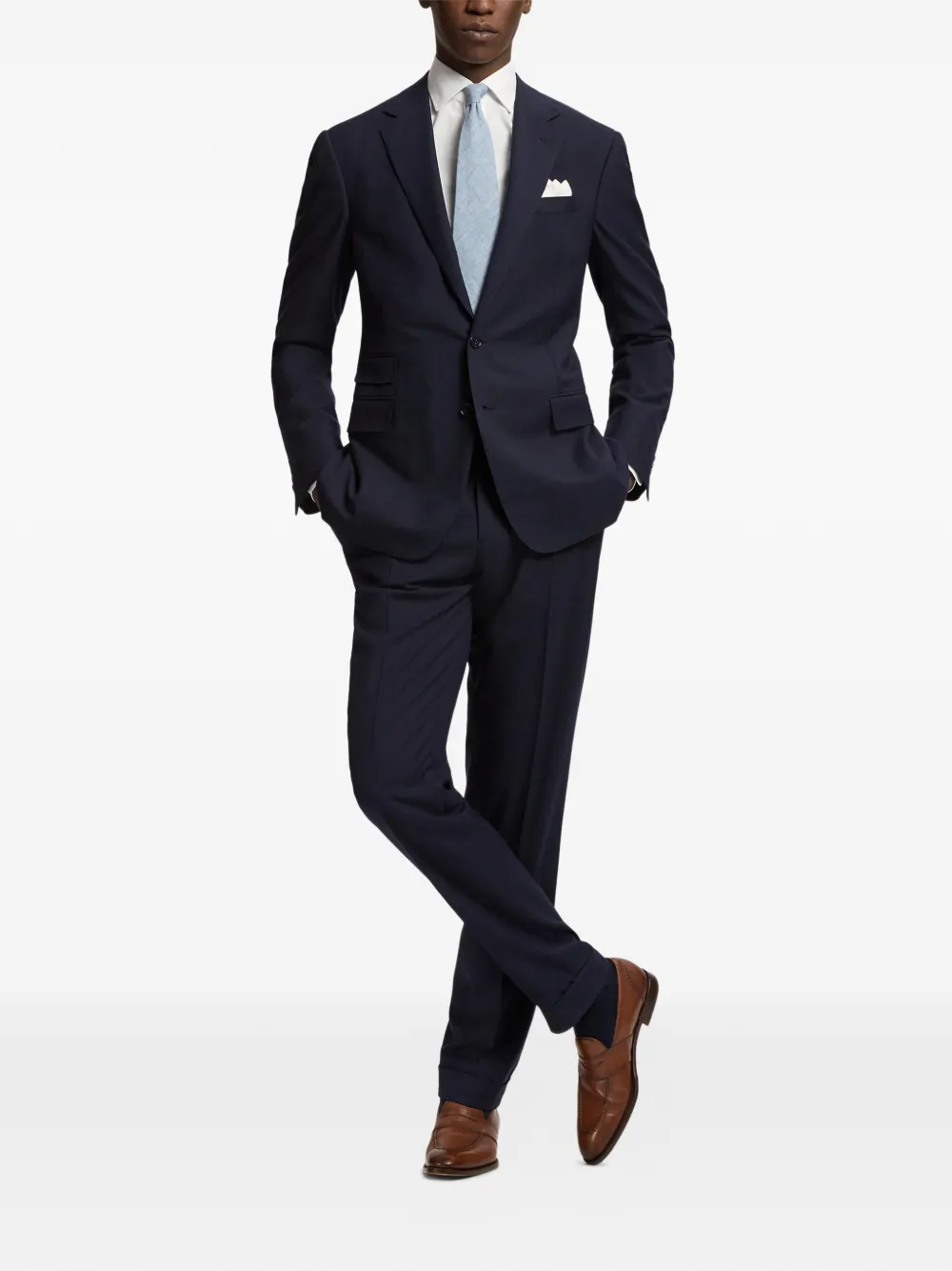 Ralph Lauren Purple Label Délavé stropdas van linnenblend Blauw
