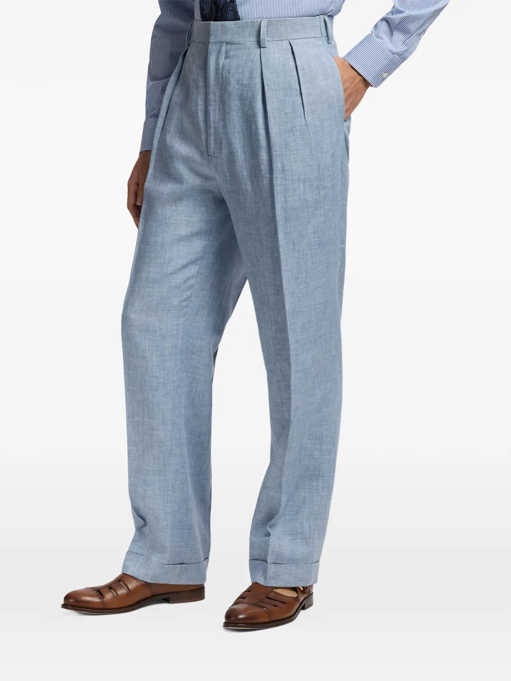 Ralph Lauren Purple Label Geplooide broek Blauw