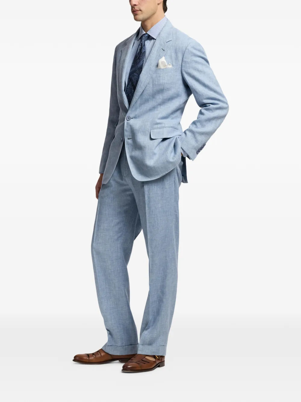 Ralph Lauren Purple Label Geplooide broek Blauw