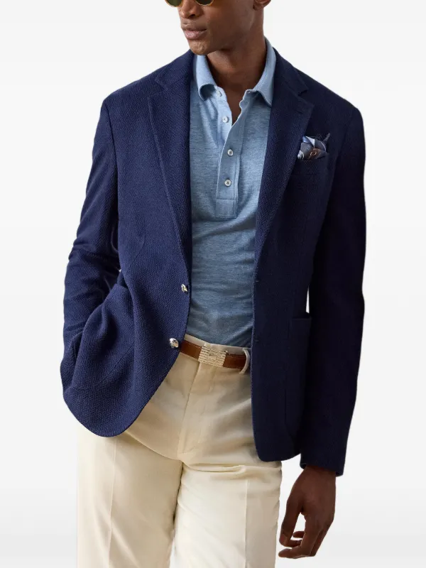 ポロバイラルフローレン イタリア製 ジャケット 紺 ヘリンボーン シルク リネン Ralph Lauren Purple Label Hadley Herringbone Jacket | Blue | FARFETCH