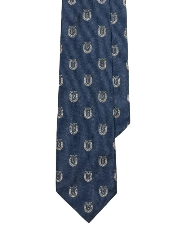 Ralph Lauren Purple Label クレストモチーフ シルクネクタイ | ブルー