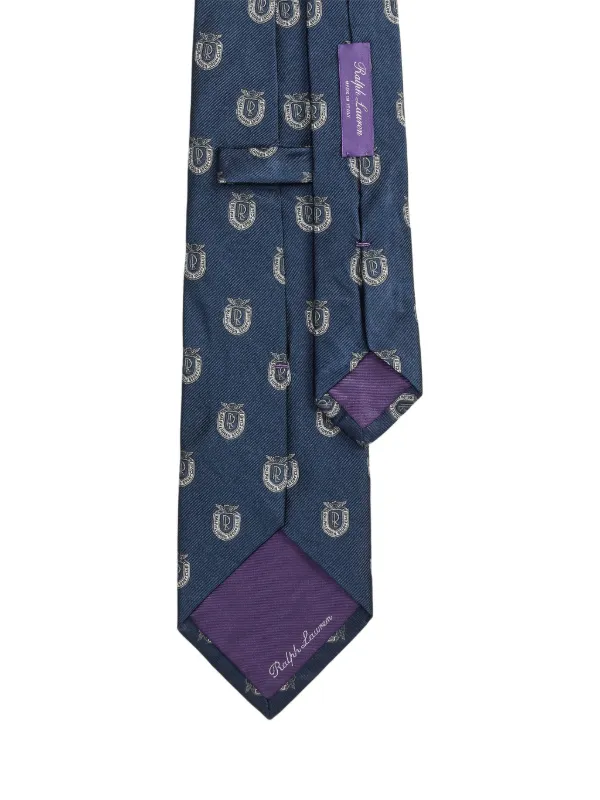 Ralph Lauren Purple Label クレストモチーフ シルクネクタイ | ブルー