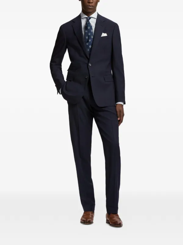 Ralph Lauren Purple Label クレストモチーフ シルクネクタイ | ブルー