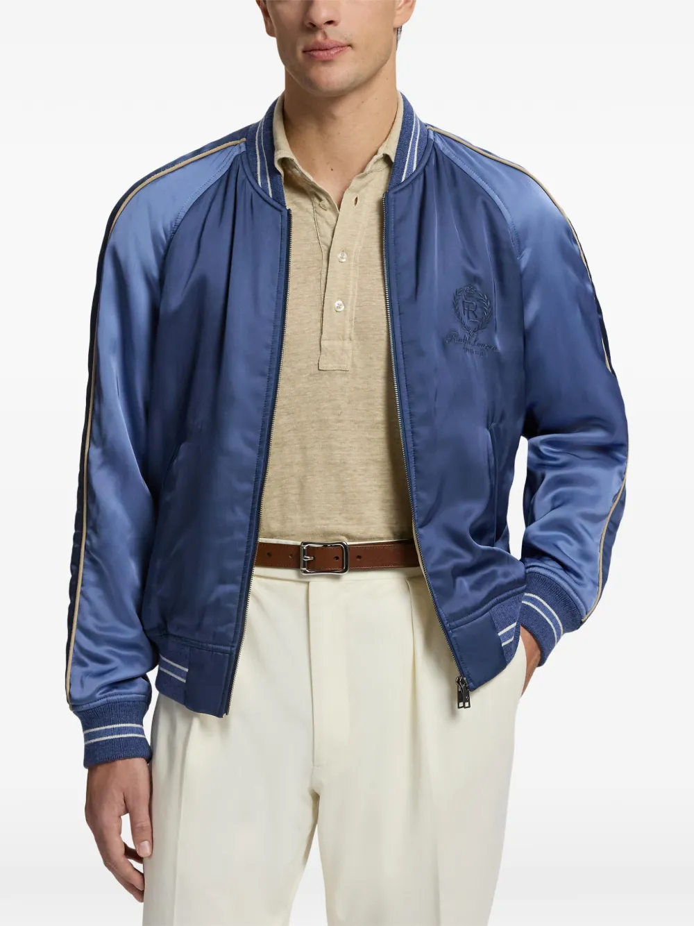 Ralph Lauren Purple Label Damon omkeerbaar satijnen jack Blauw