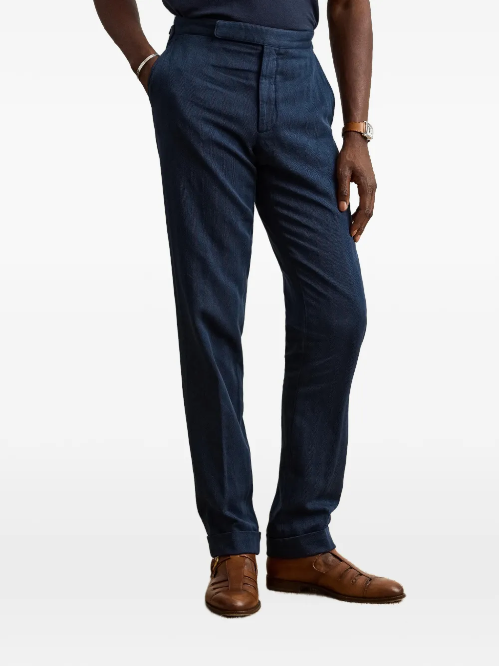 Ralph Lauren Purple Label Gregory herringbone trousers Blauw