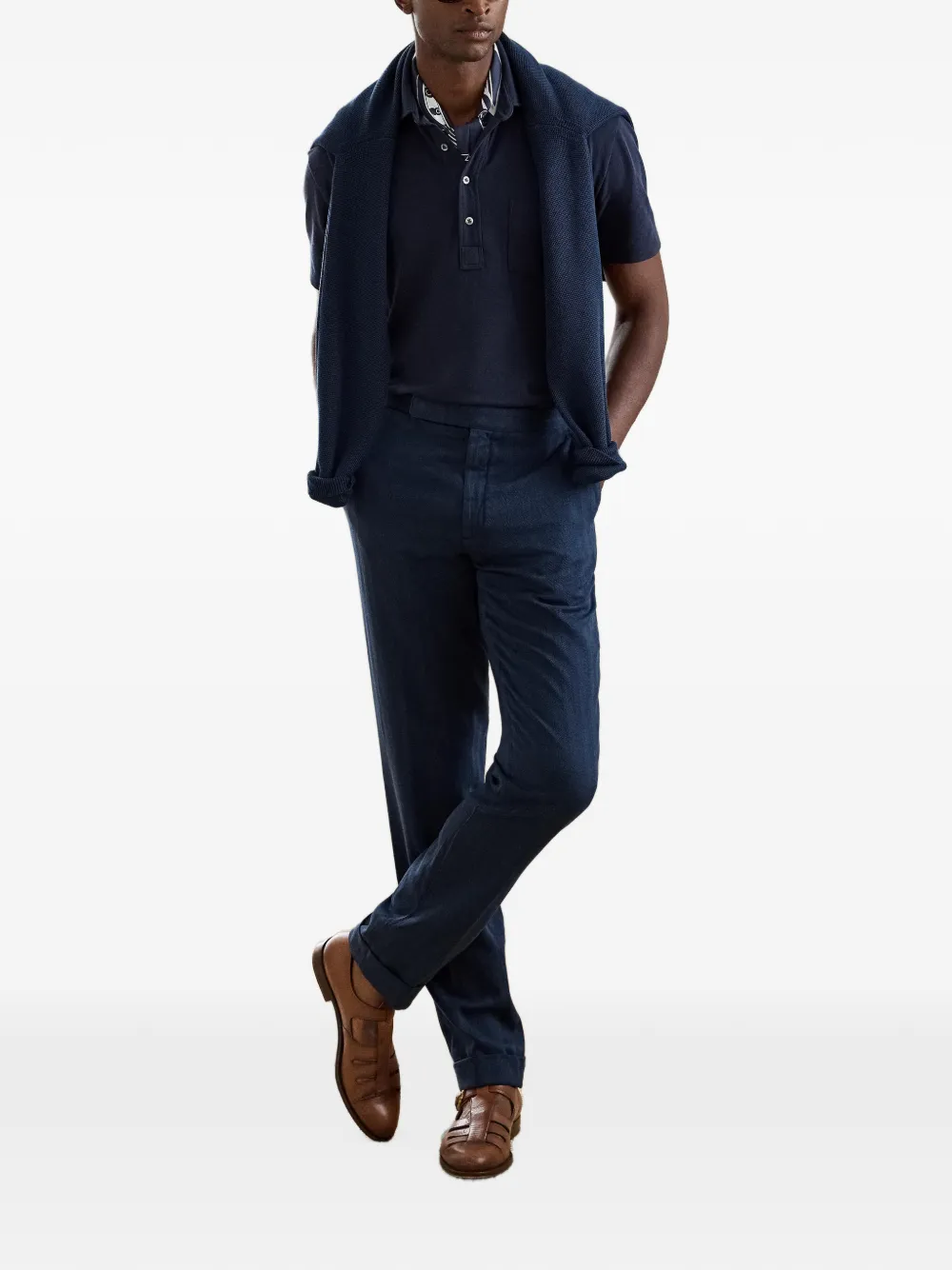 Ralph Lauren Purple Label Gregory herringbone trousers Blauw