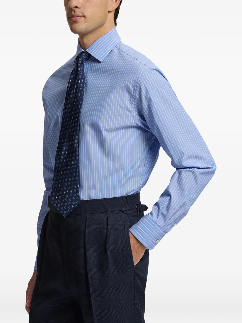 Ralph Lauren Purple Label Gestreept katoenen overhemd Blauw