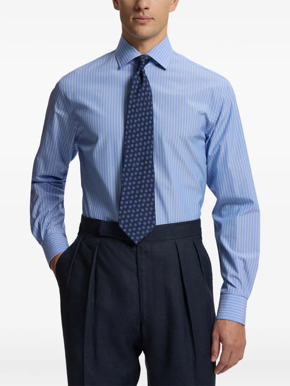 Ralph Lauren Purple Label Gestreept katoenen overhemd Blauw