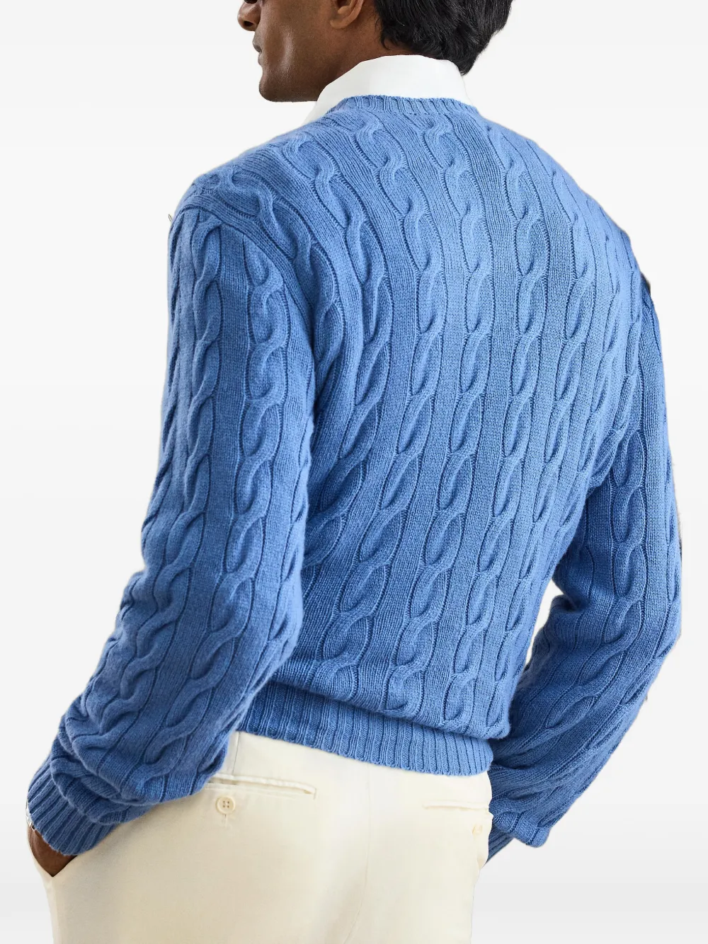 Ralph Lauren Purple Label cable-knit cashmere sweater Blauw