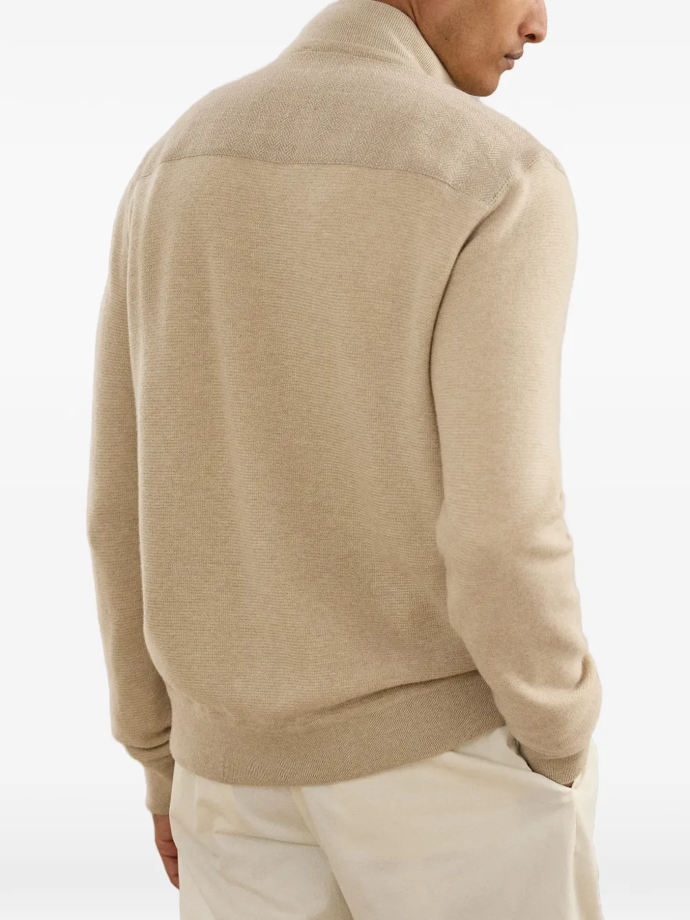 Ralph Lauren Purple Label Jack met visgraatpatroon Beige