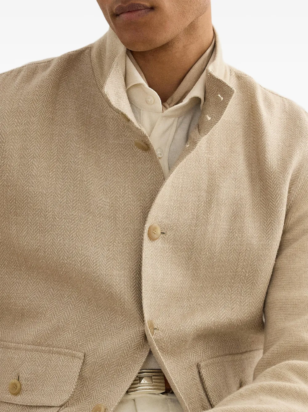 Ralph Lauren Purple Label Jack met visgraatpatroon Beige
