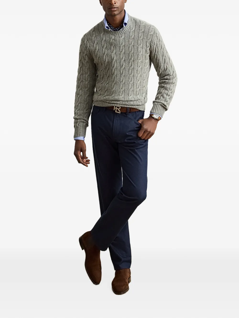 Ralph Lauren Purple Label Kabelgebreide trui Grijs