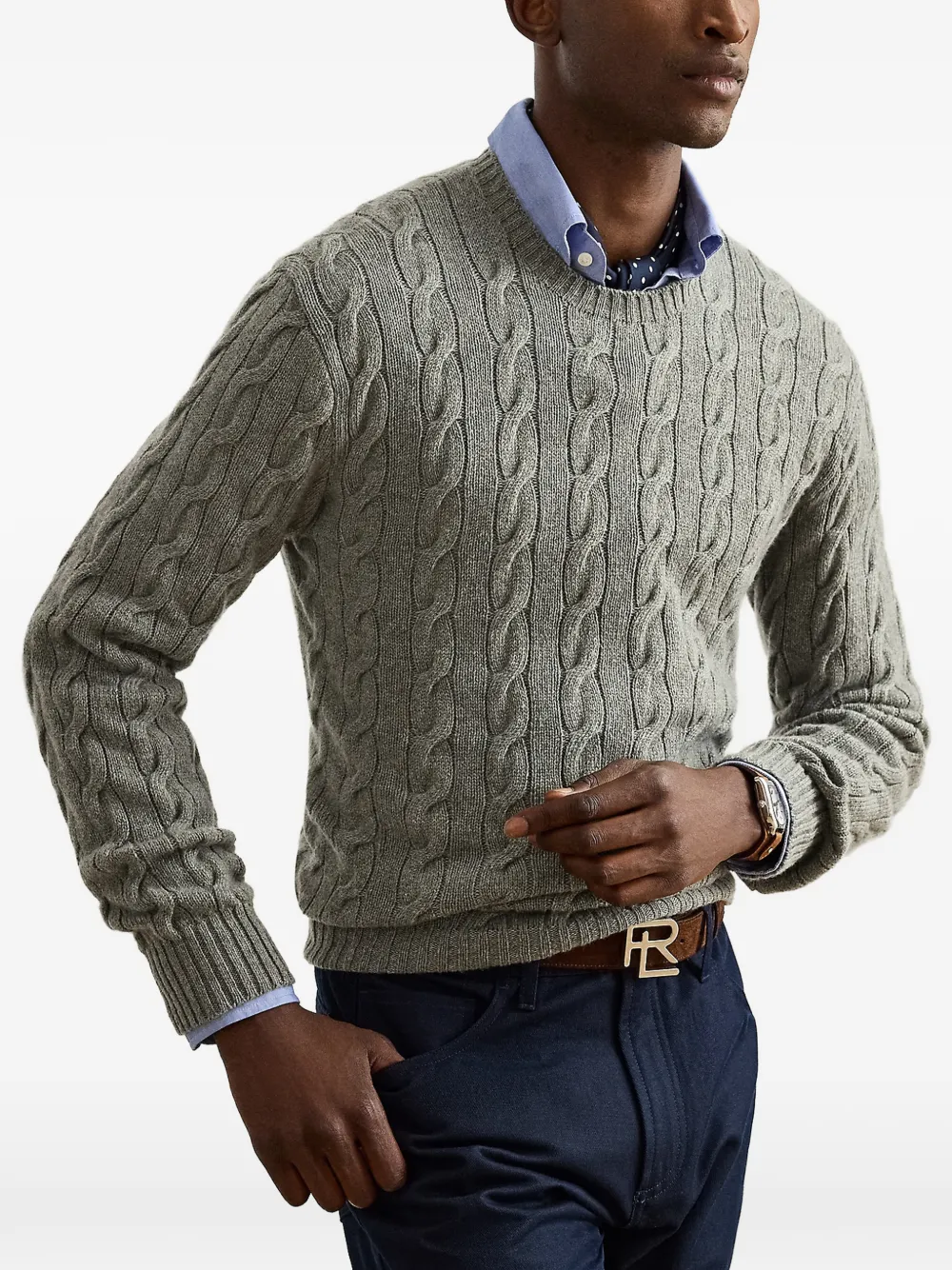 Ralph Lauren Purple Label Kabelgebreide trui Grijs