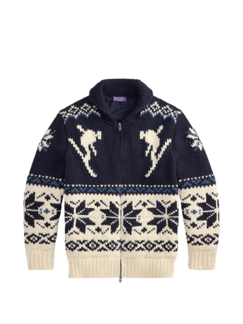 Ralph Lauren Purple Label patterned-intarsia shawl-collar cardigan