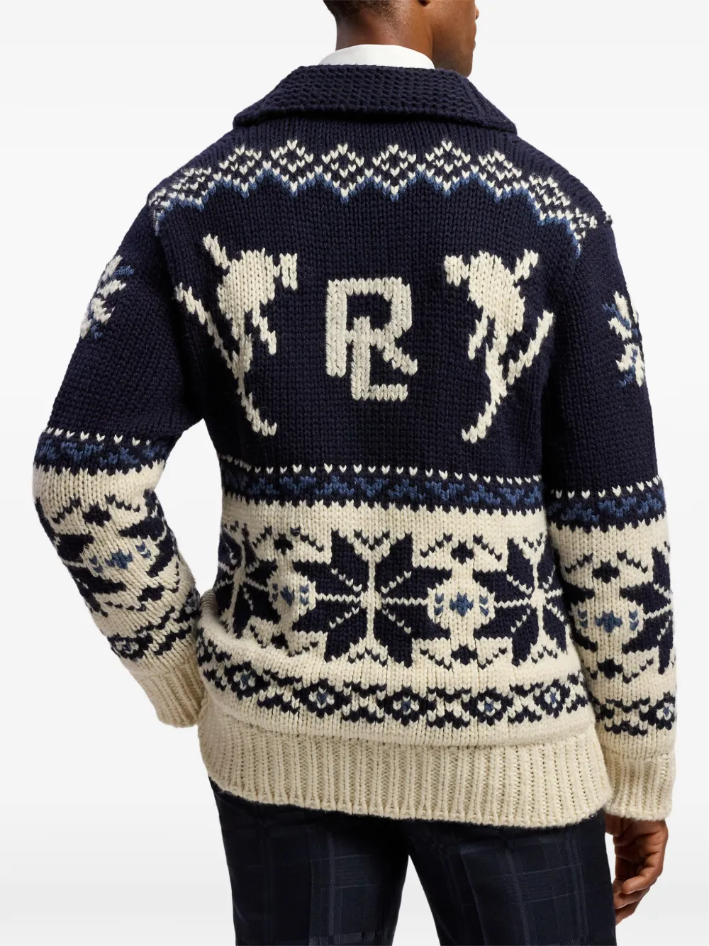 Ralph Lauren Purple Label Vest met sjaalkraag en intarsia-patroon Blauw