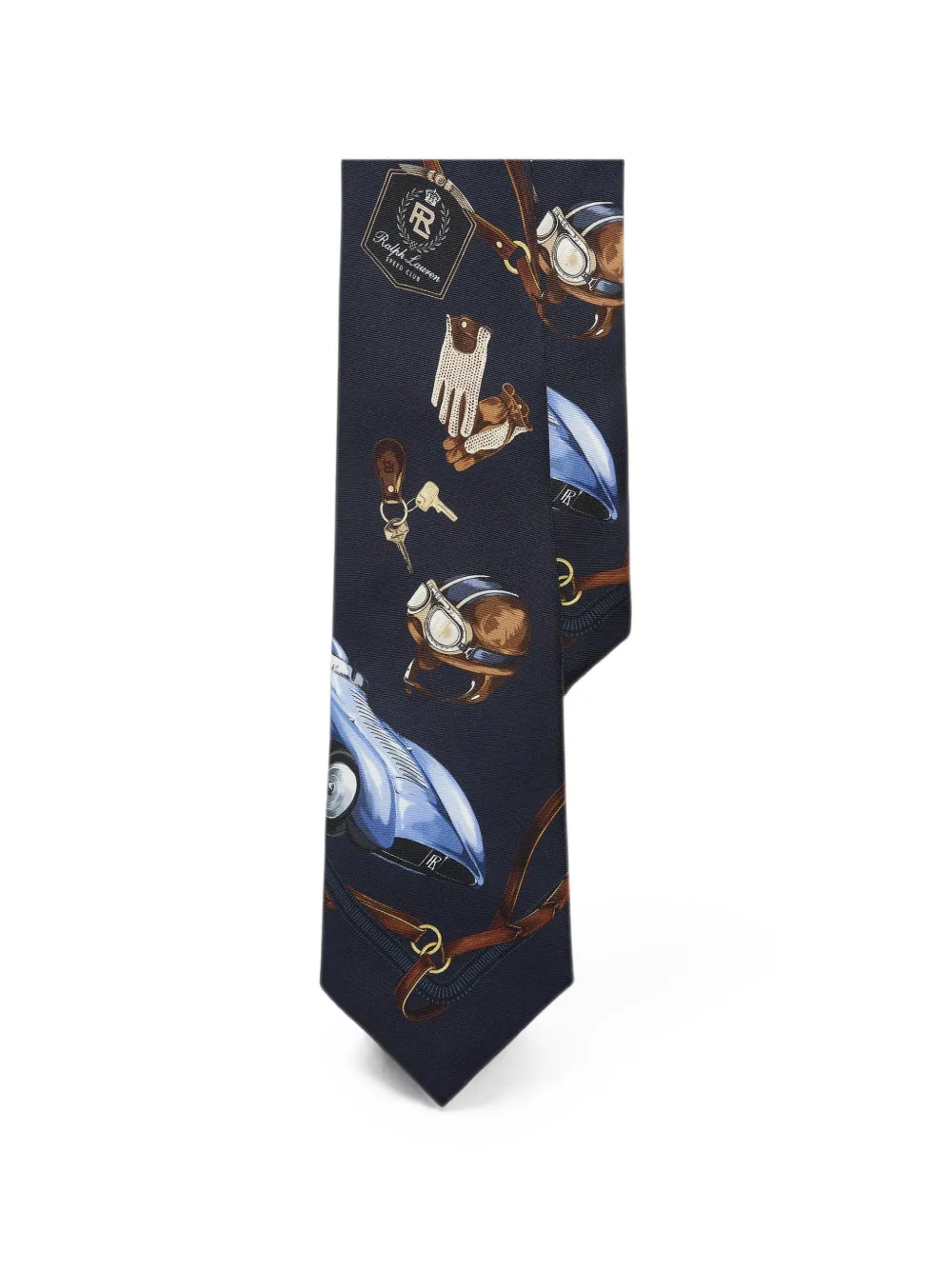 Ralph Lauren Automobile-print Silk Tie In Black