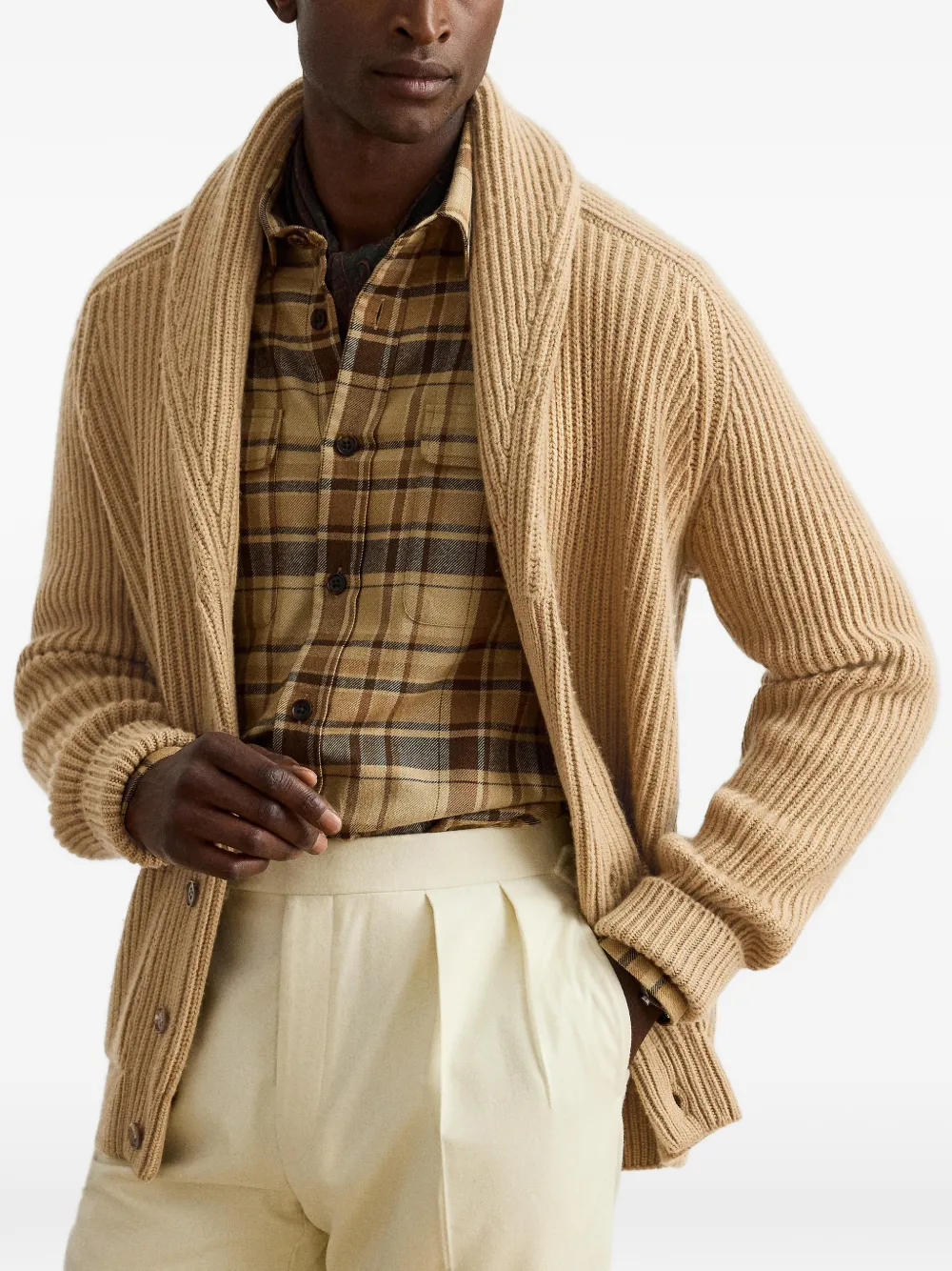 Ralph Lauren Purple Label Ribgebreid vest Bruin