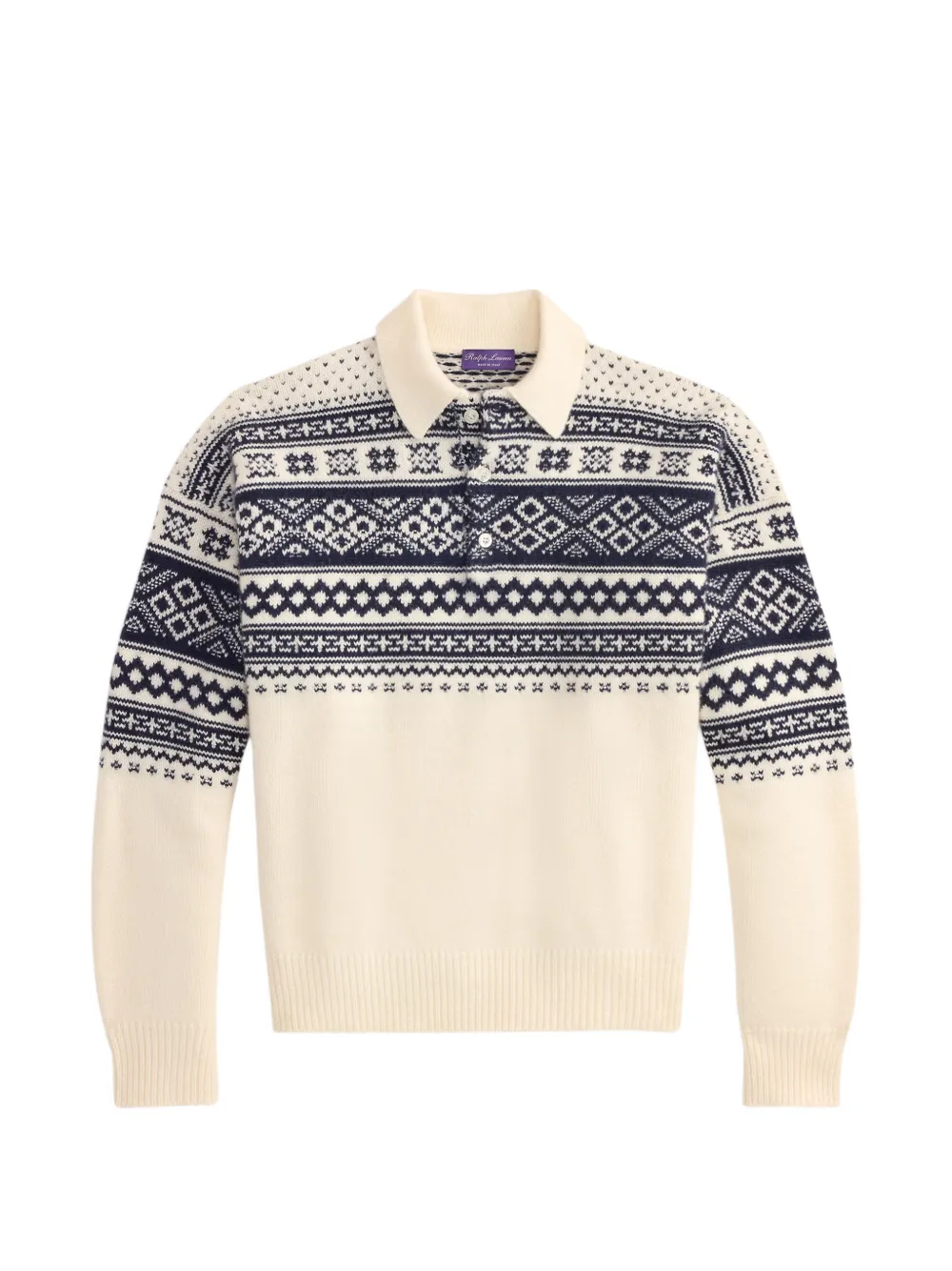 Ralph Lauren Purple Label Fair Isle-intarsia cashmere polo sweater - Neutrals