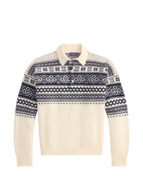 Ralph Lauren Purple Label Fair Isle-intarsia cashmere polo sweater