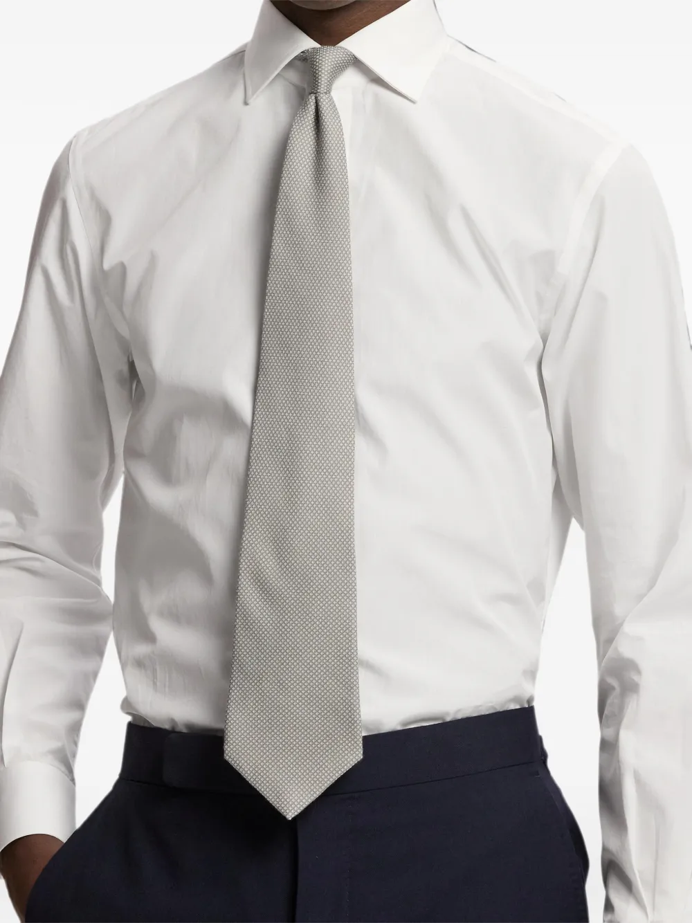 Ralph Lauren Purple Label Stropdas van kasjmier-zijdeblend met geometrische print Grijs