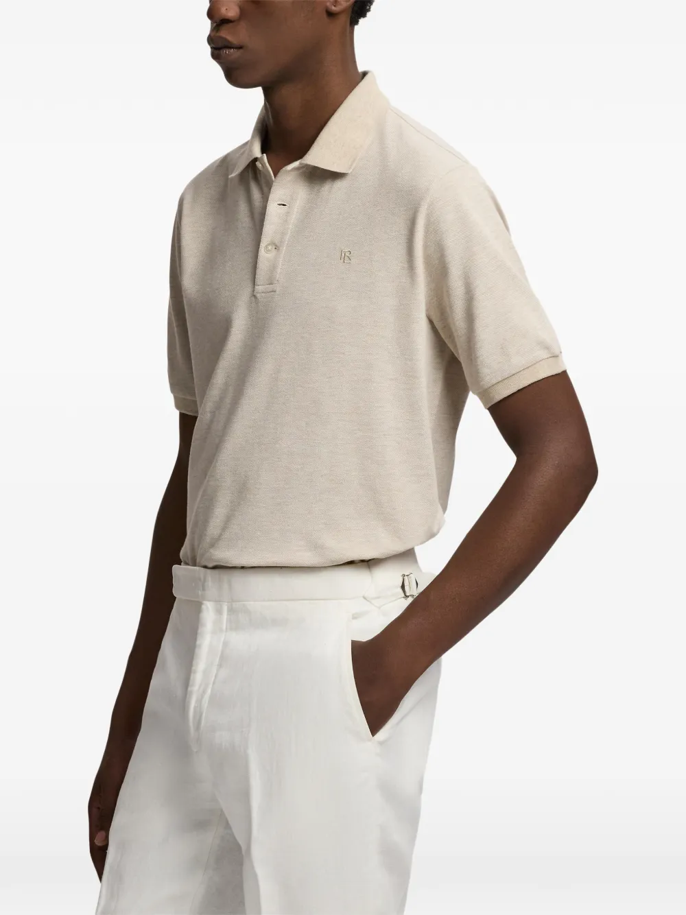 Ralph Lauren Purple Label Piqué poloshirt met geborduurd logo Beige