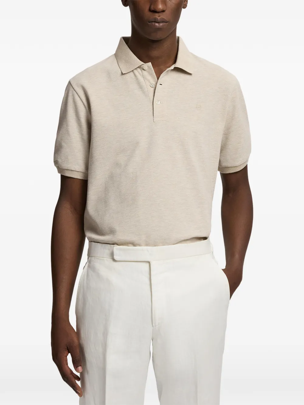 Ralph Lauren Purple Label Piqué poloshirt met geborduurd logo Beige
