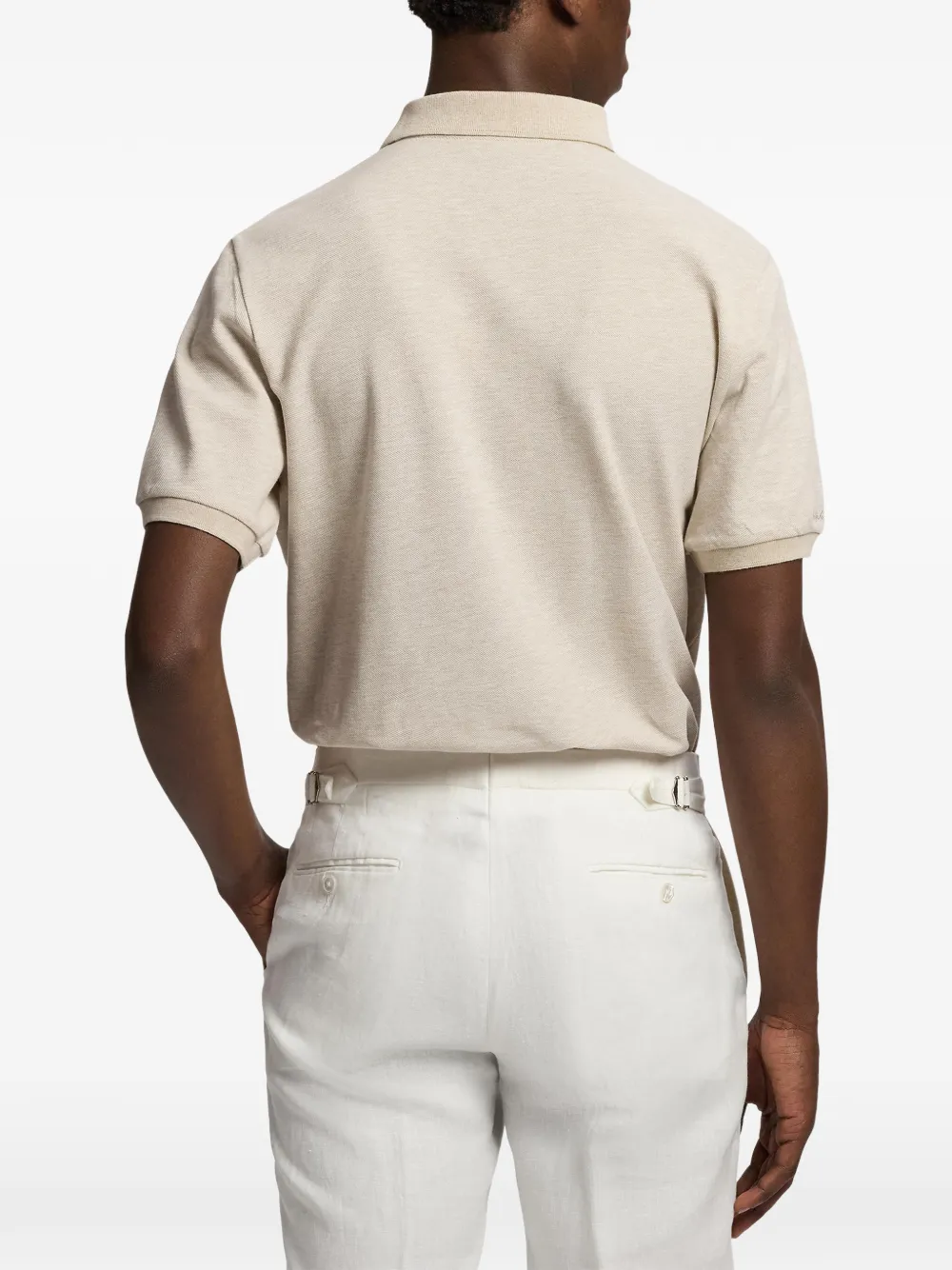 Ralph Lauren Purple Label Piqué poloshirt met geborduurd logo Beige