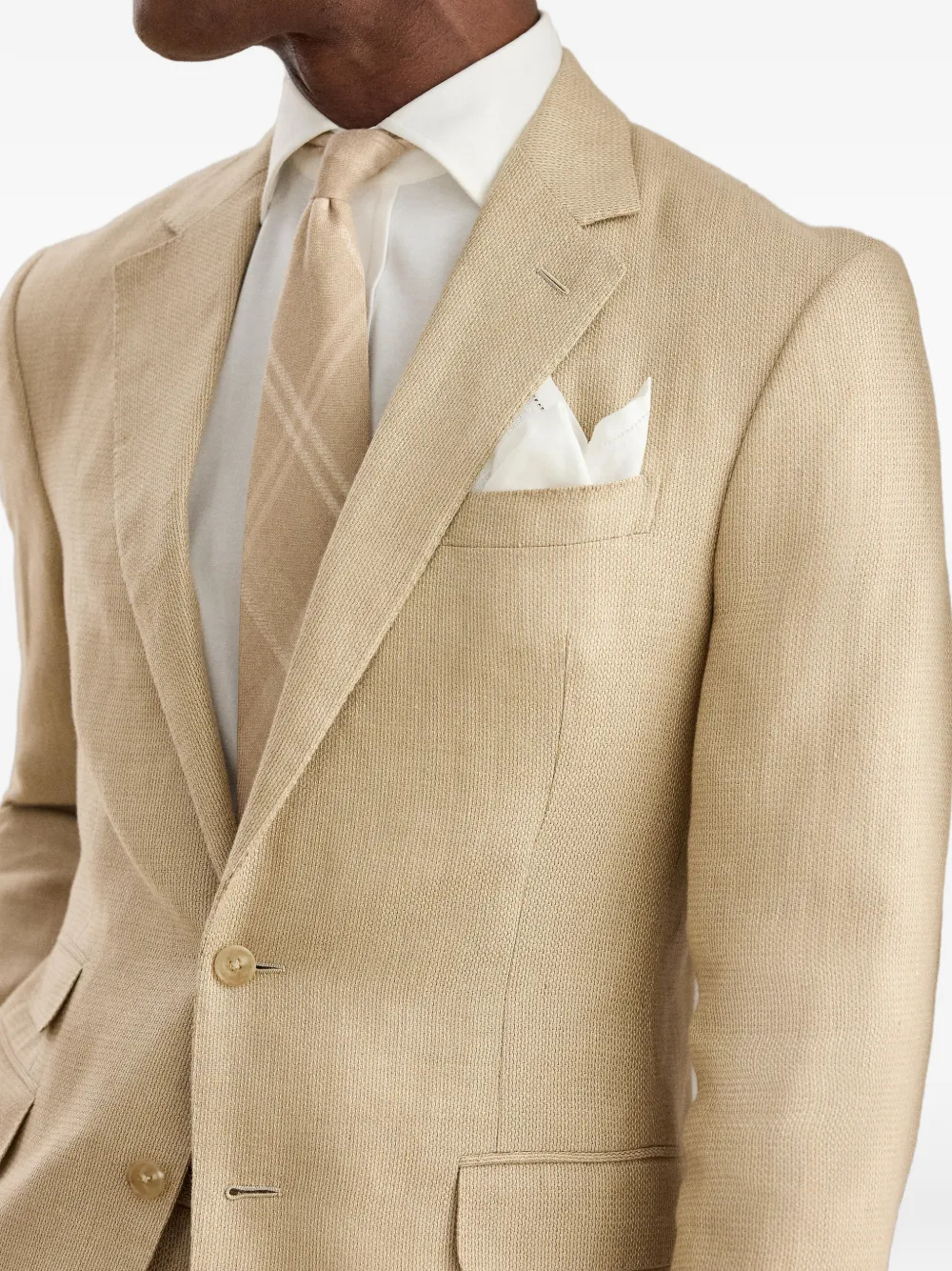 Ralph Lauren Purple Label Kent blazer met enkele rij knopen en gekerfde revers Beige