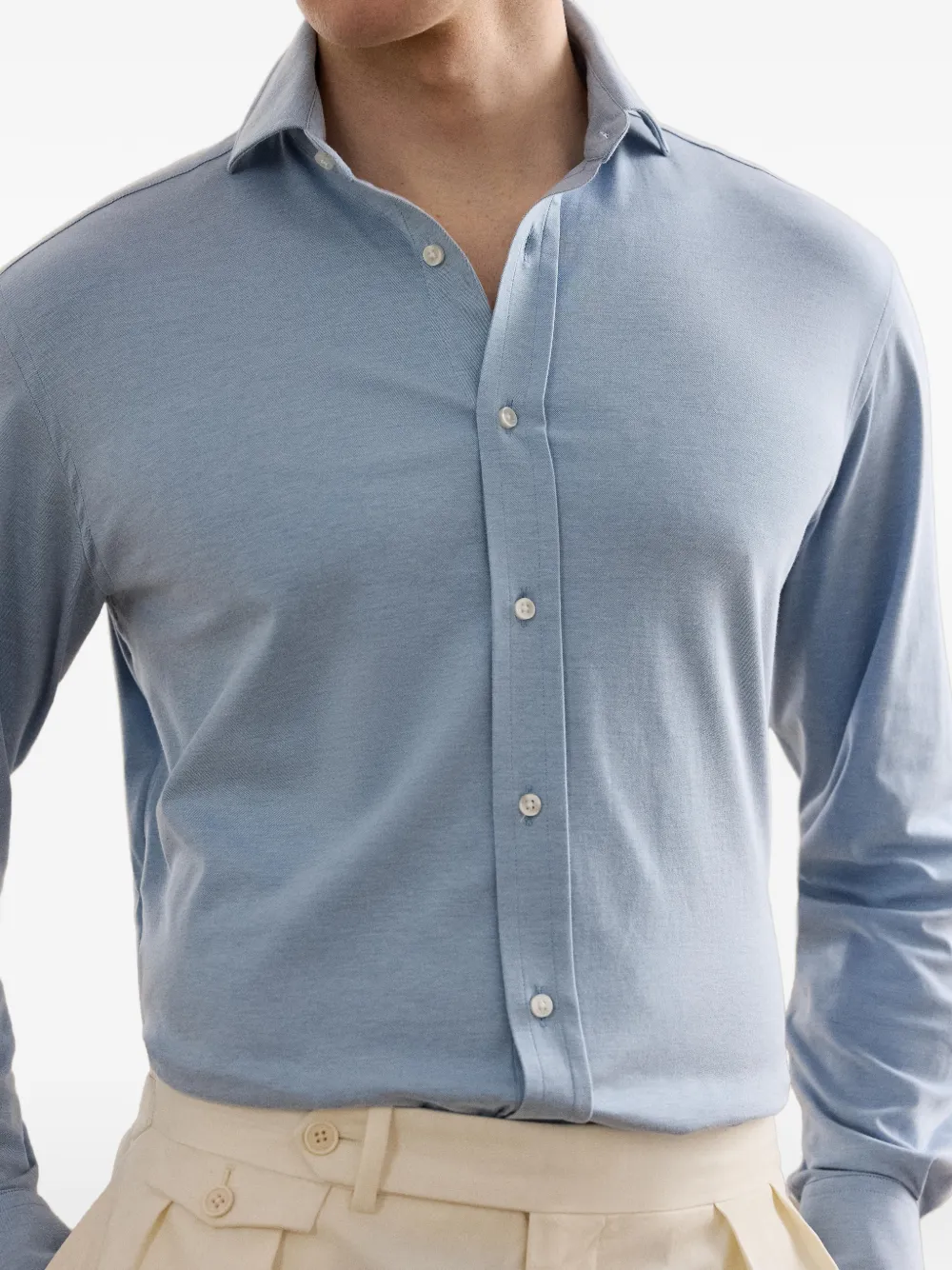 Ralph Lauren Purple Label Gebreid piqué overhemd Blauw