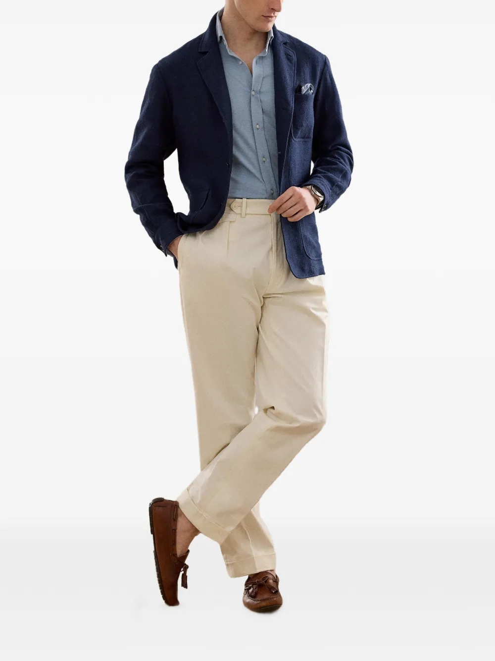 Ralph Lauren Purple Label Gebreid piqué overhemd Blauw