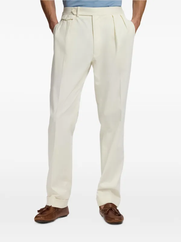 RALPH LAUREN PURPLE LABLEホワイトグルカスラックス Ralph Lauren Purple Label Gregory double-pleated Tailored Trousers