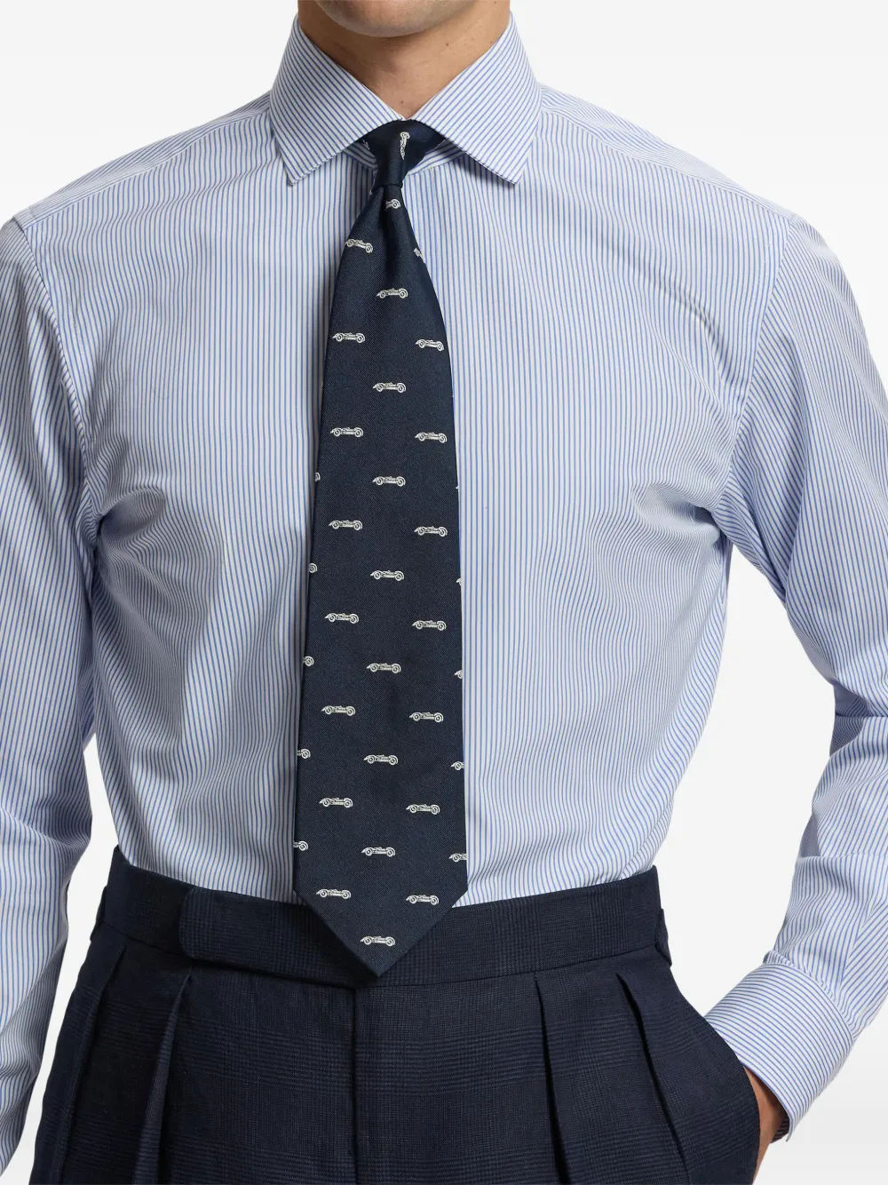 Ralph Lauren Purple Label Stropdas met auto-patroon Blauw
