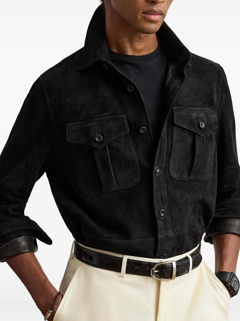 Ralph Lauren Purple Label Suède cargo jack Zwart