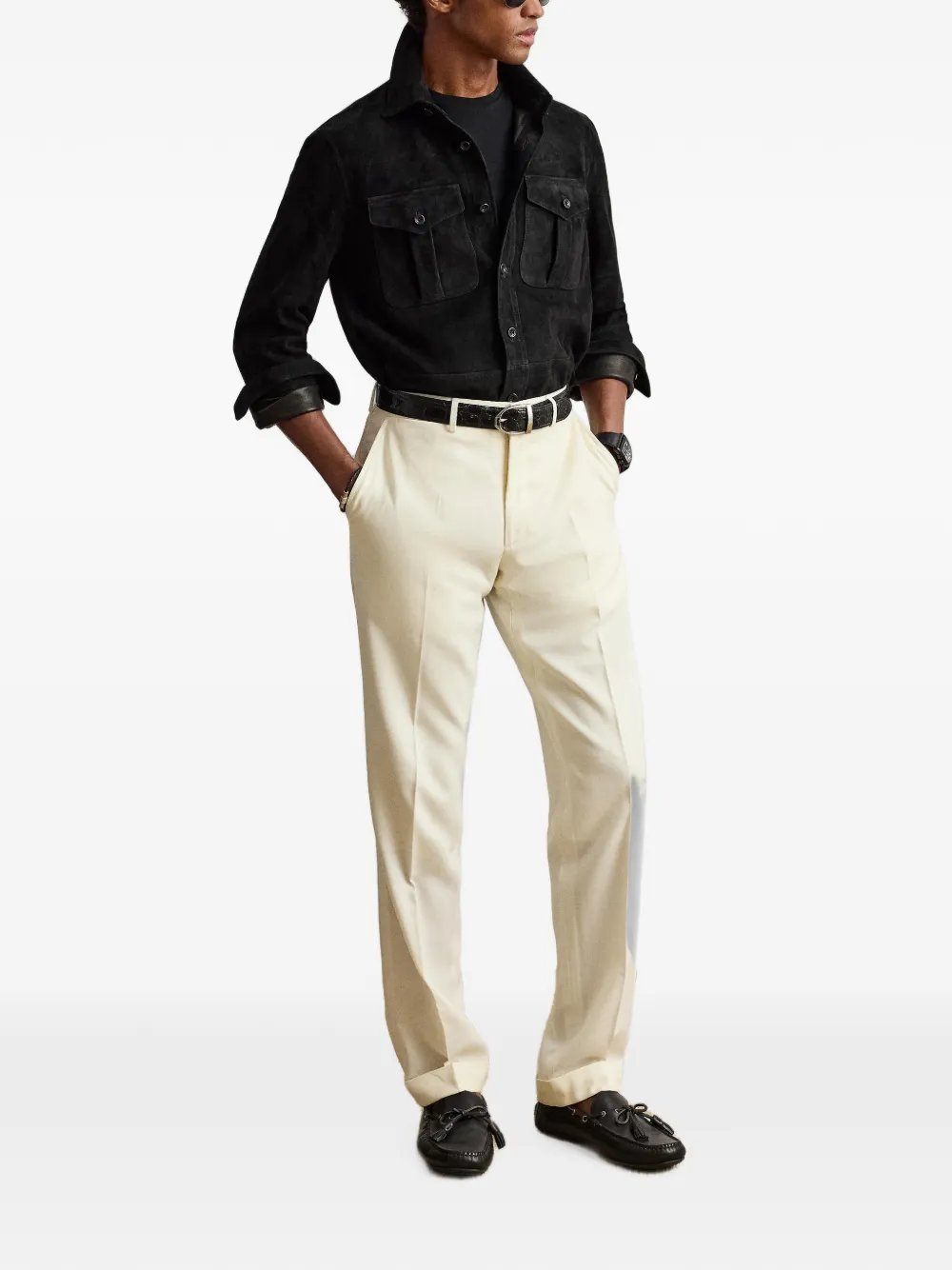Ralph Lauren Purple Label Suède cargo jack Zwart