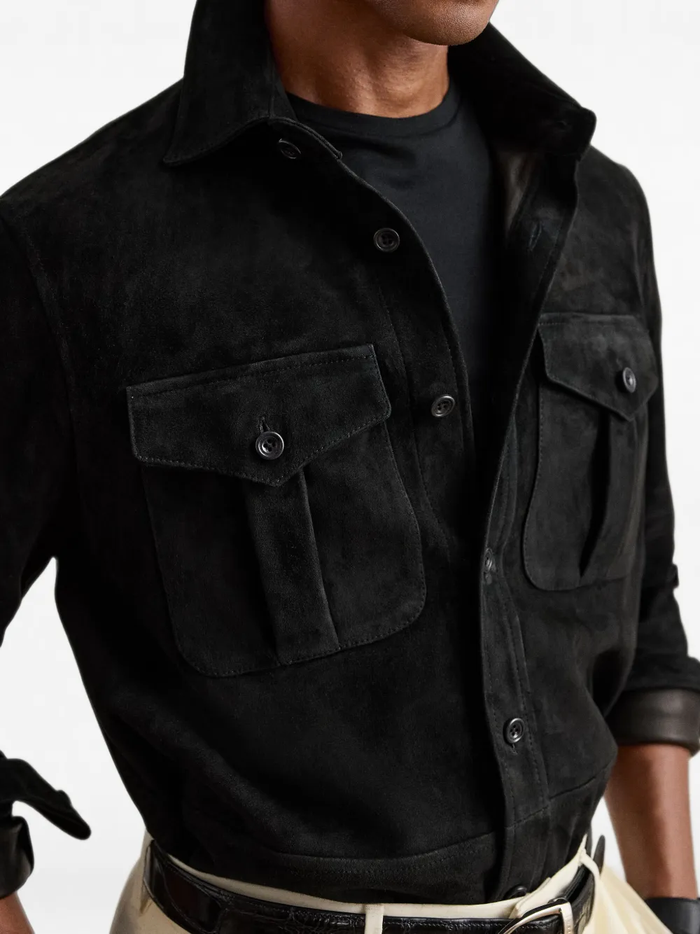 Ralph Lauren Purple Label Suède cargo jack Zwart