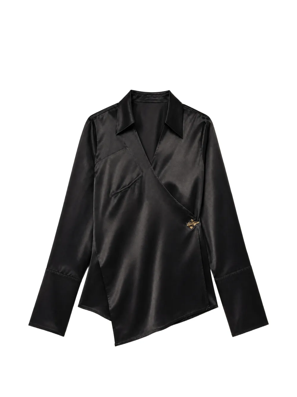 Danamé wrap-style satin-finish blouse - Black