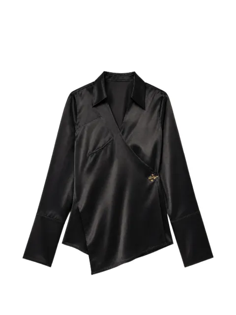 Danamé wrap-style satin-finish blouse